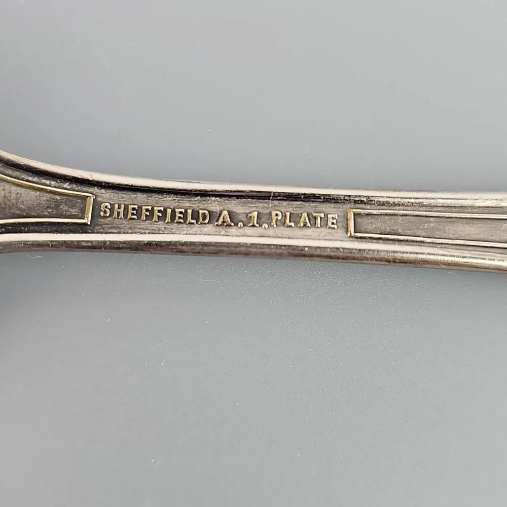 Sheffield Mother of Pearl Shell Handle Silver Plate Cold Meat Serving Fork 8.5in